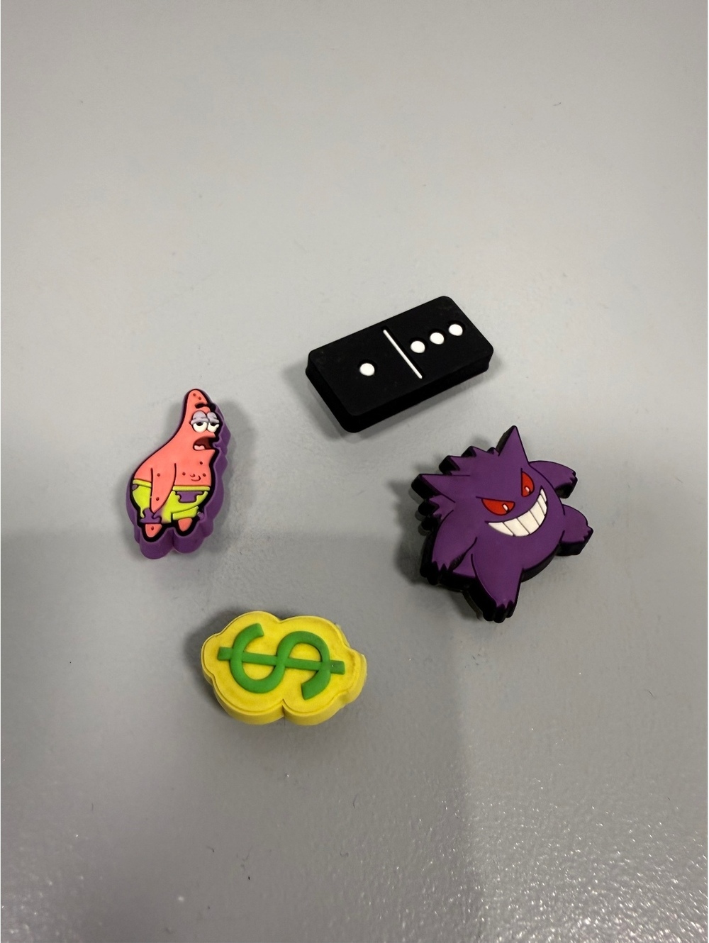 Crocs Jibbitz Charms bundle - Patrick Star, Gengar, Domino, Dollar Sign